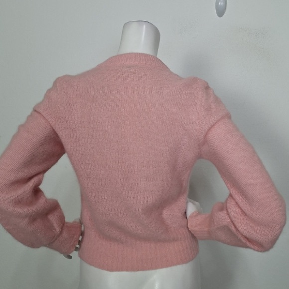 Vintage 80's Slade New Zealand Pink Lambswool Angora Blend Soft Cardigan Size S - Picture 7 of 13